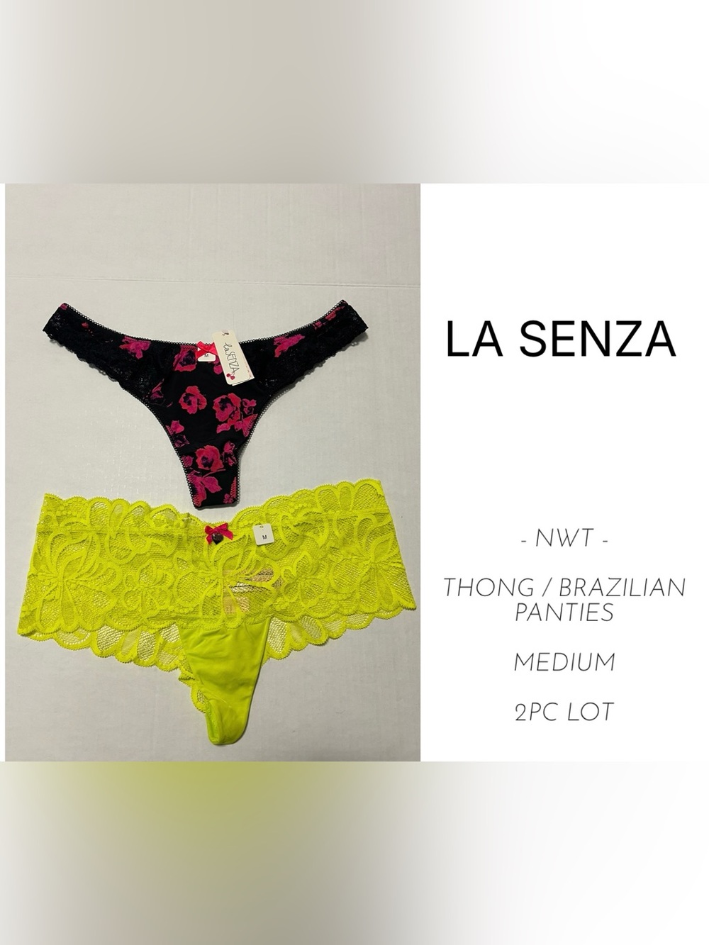 🆕LA SENZA - NWT - M MEDIUM - 2PC BRAZILIAN / THONG PANTY LOT